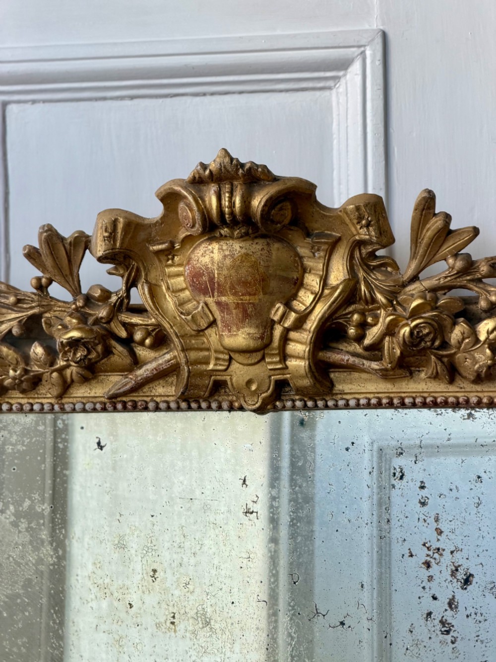 Large antique French gilt mirror - foxed glass View III