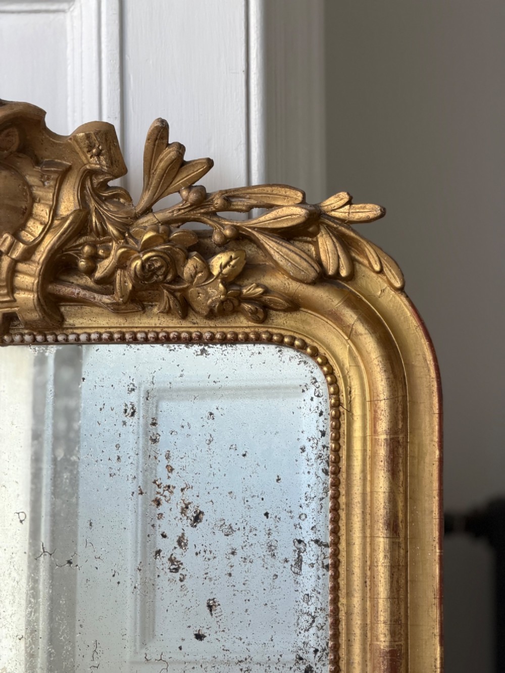 Large antique French gilt mirror - foxed glass View VI