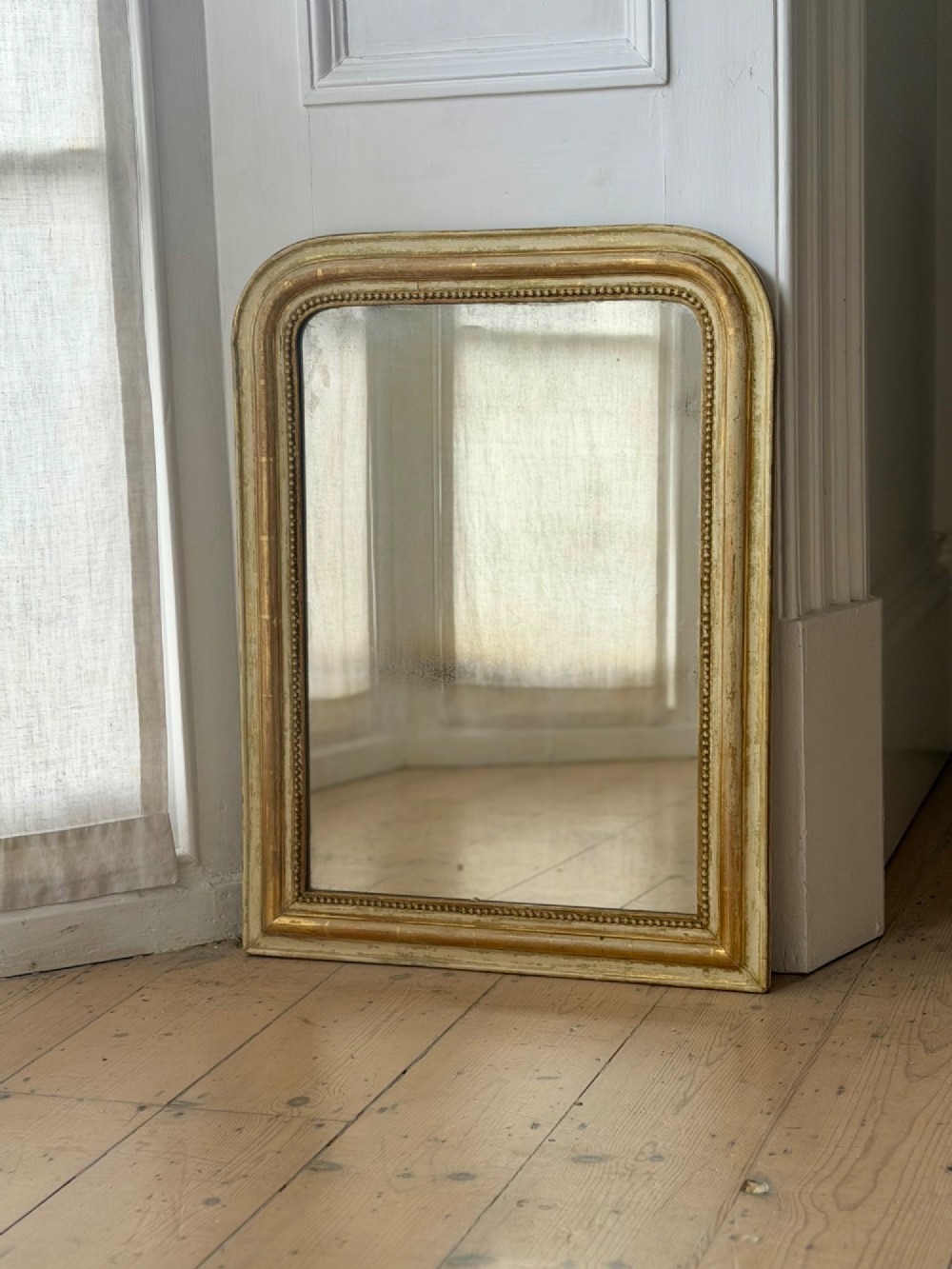 Antique French gilt and bare gesso Louis Philippe mirror c1860 View III
