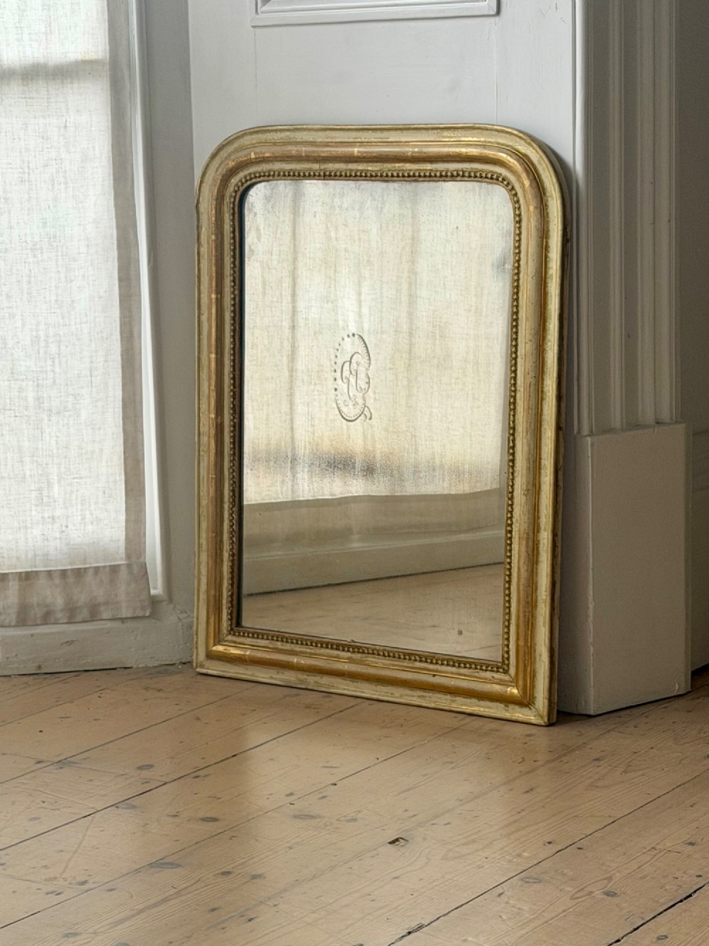 Antique French gilt and bare gesso Louis Philippe mirror c1860 View IV