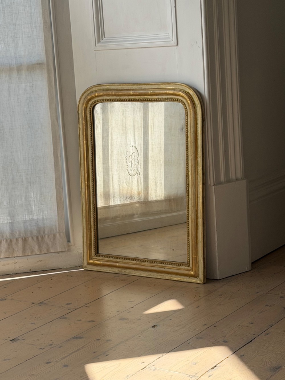 Antique French gilt and bare gesso Louis Philippe mirror c1860 View VIII
