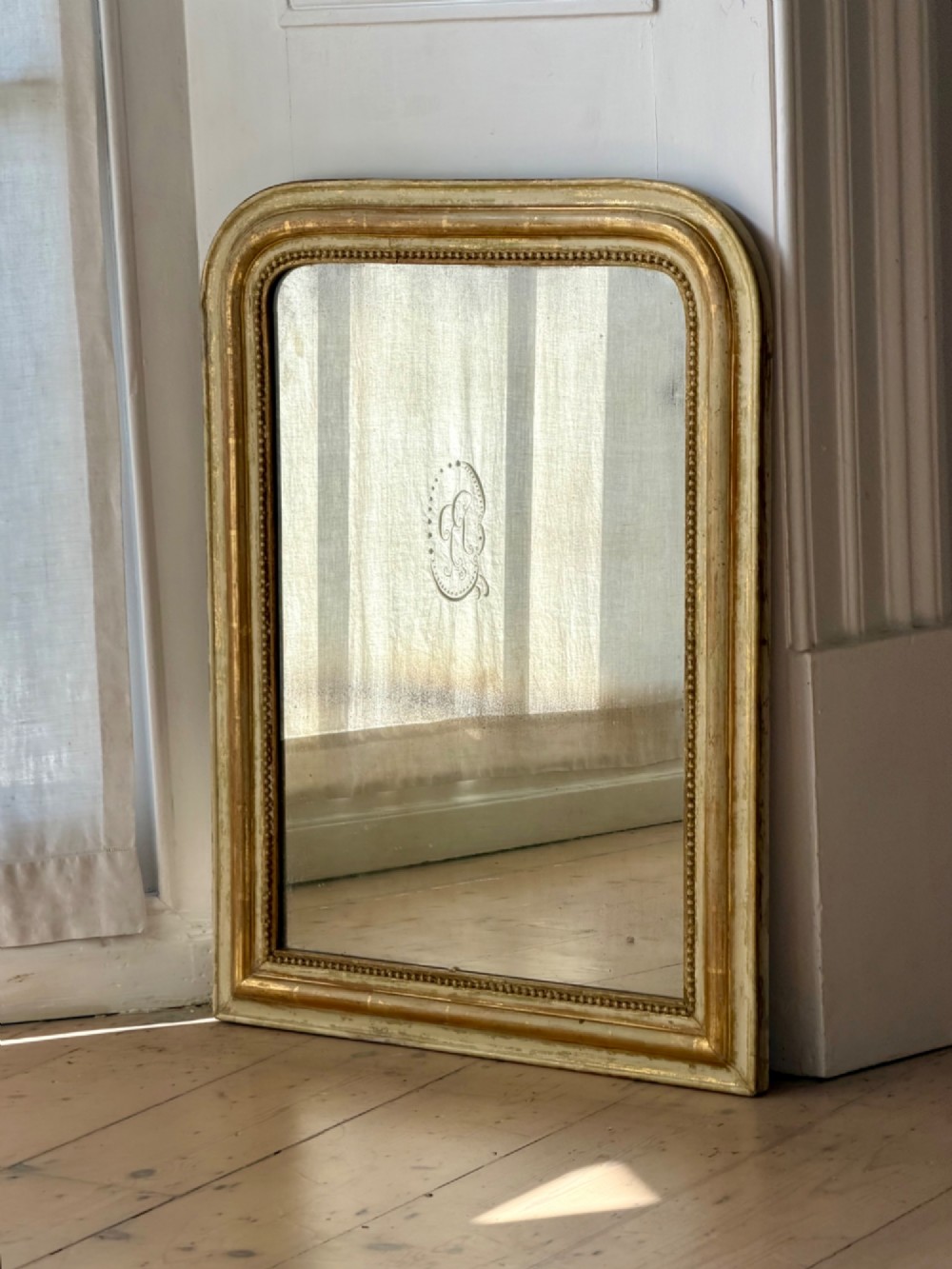 Antique French gilt and bare gesso Louis Philippe mirror c1860 View IX