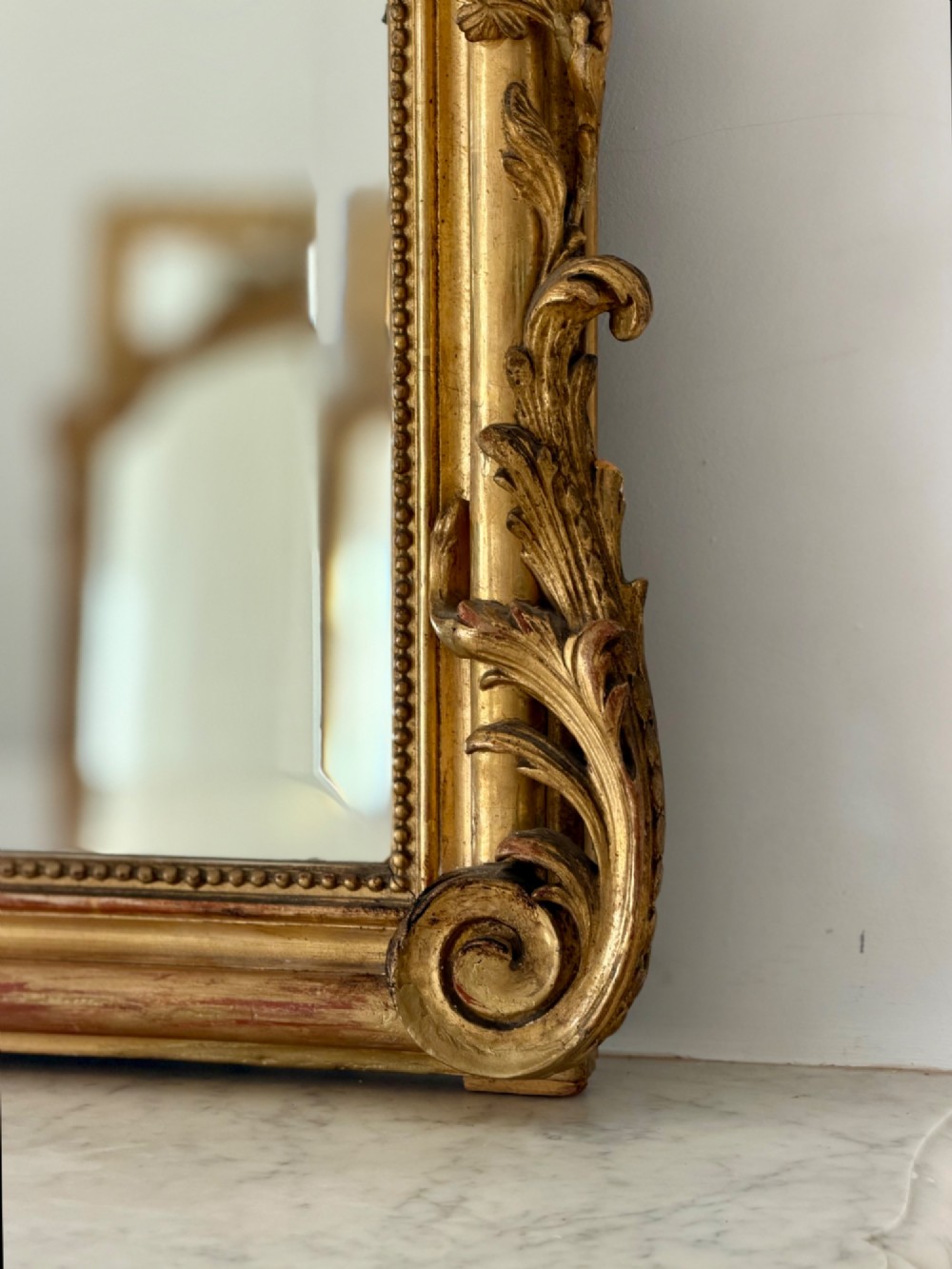 Large antique French gilt Louis XV mirror c1880 - bevelled glass View V