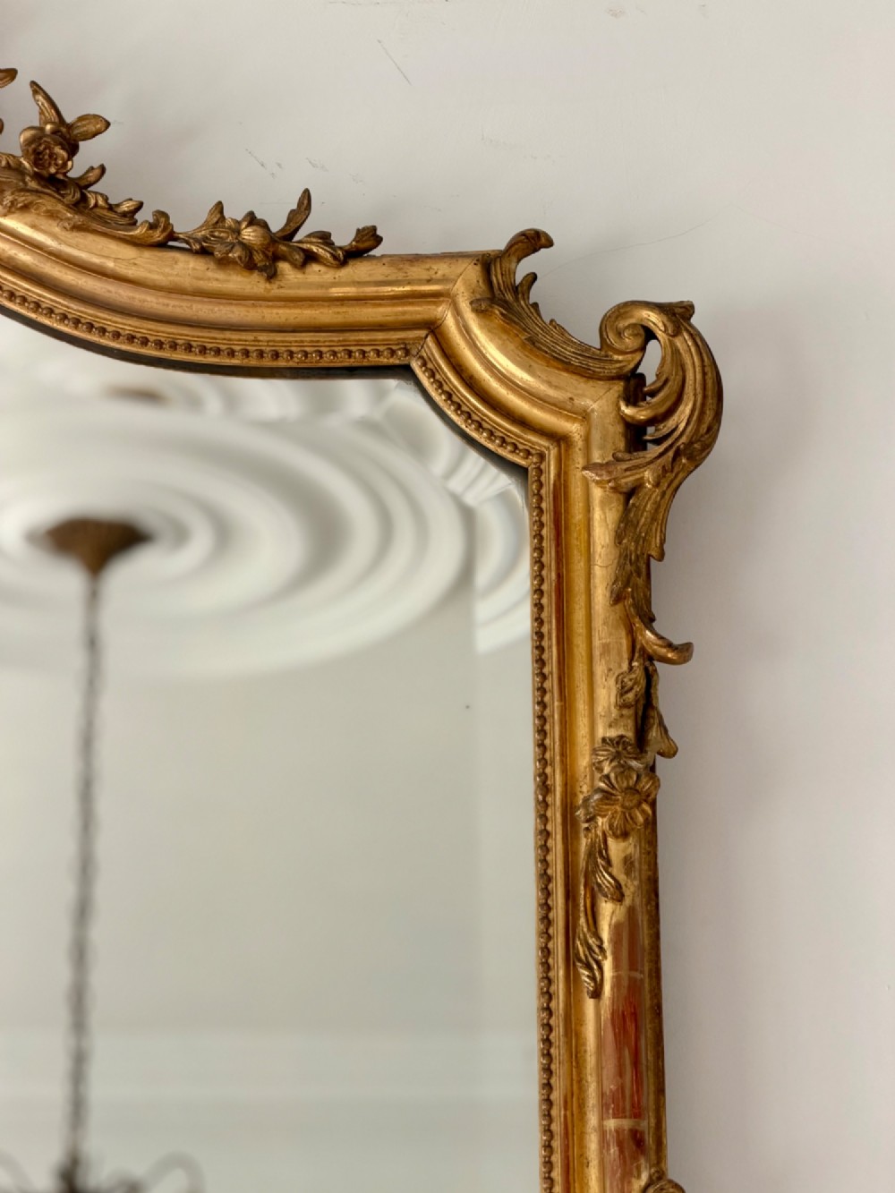 Large antique French gilt Louis XV mirror c1880 - bevelled glass View VII