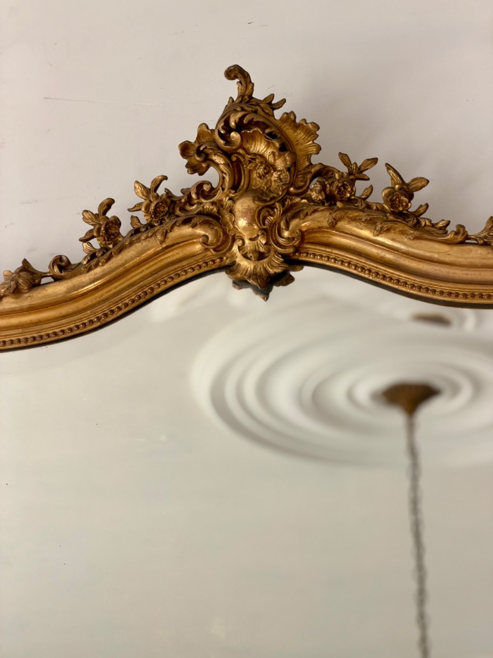 Large antique French gilt Louis XV mirror c1880 - bevelled glass View VIII
