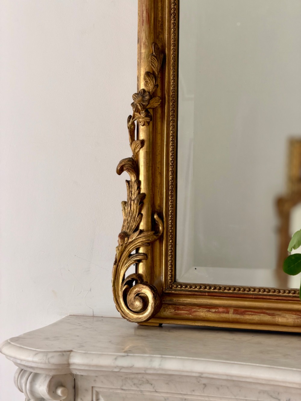 Large antique French gilt Louis XV mirror c1880 - bevelled glass View X