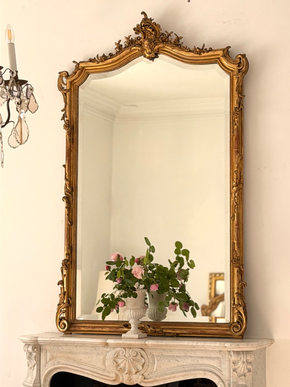 Large antique French gilt Louis XV mirror c1880 - bevelled glass View XI