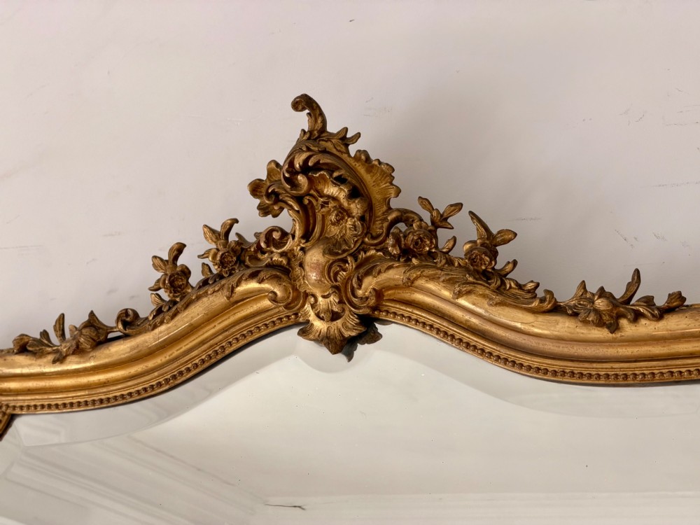 Large antique French gilt Louis XV mirror c1880 - bevelled glass View XII