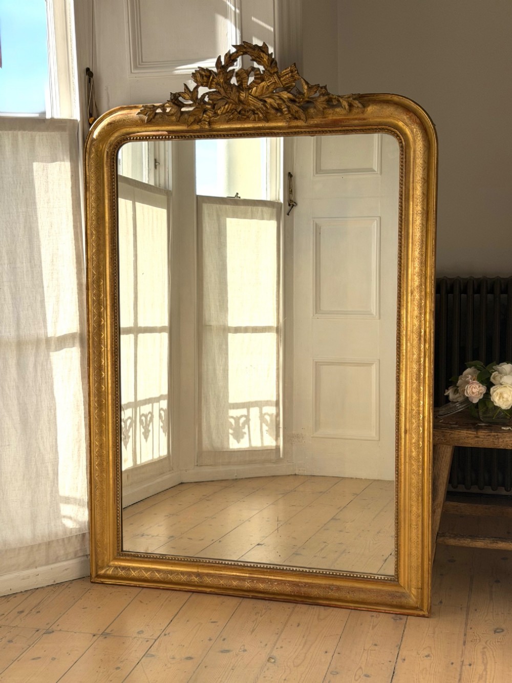 Large antique French gilt mirror