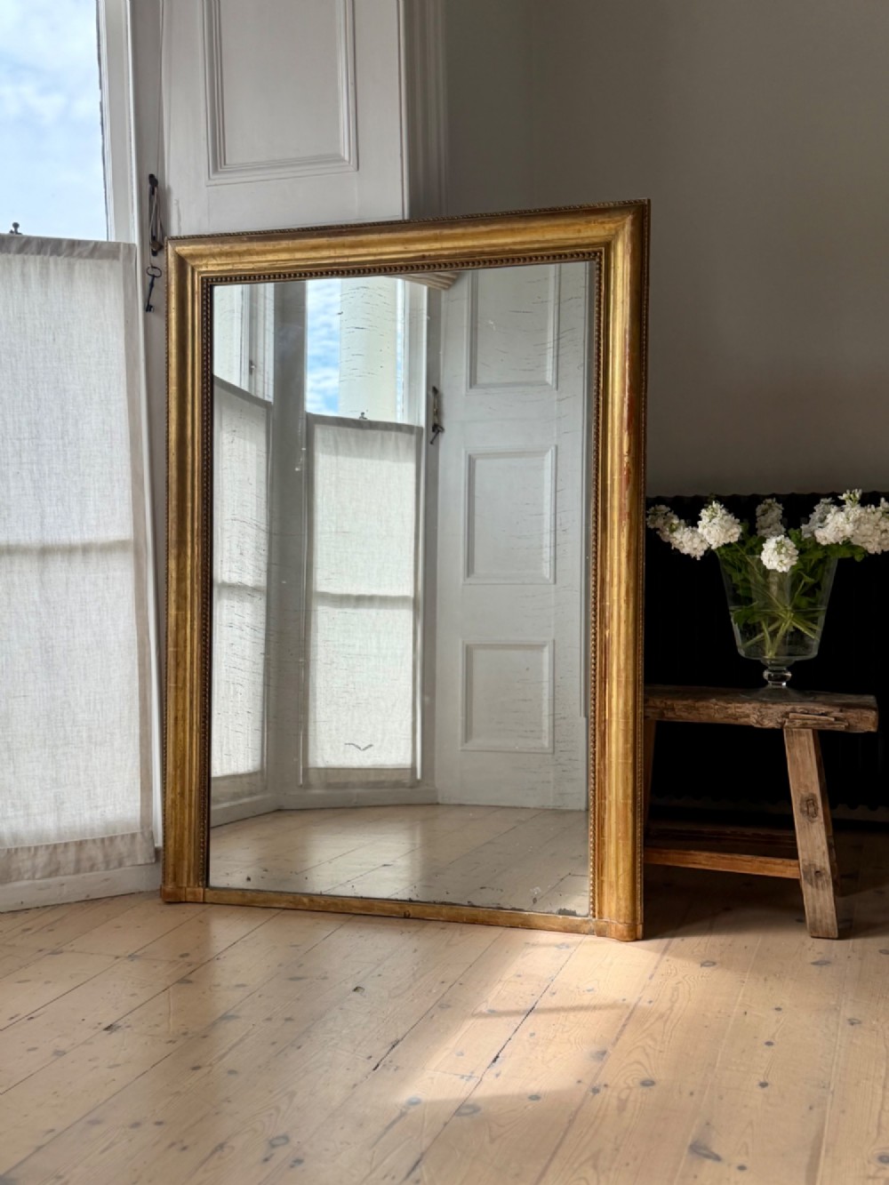 Antique French gilt bistro mirror - mercury glass