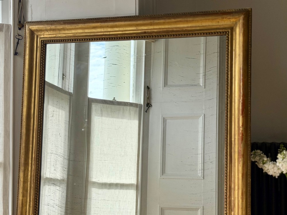 Antique French gilt bistro mirror - mercury glass View II
