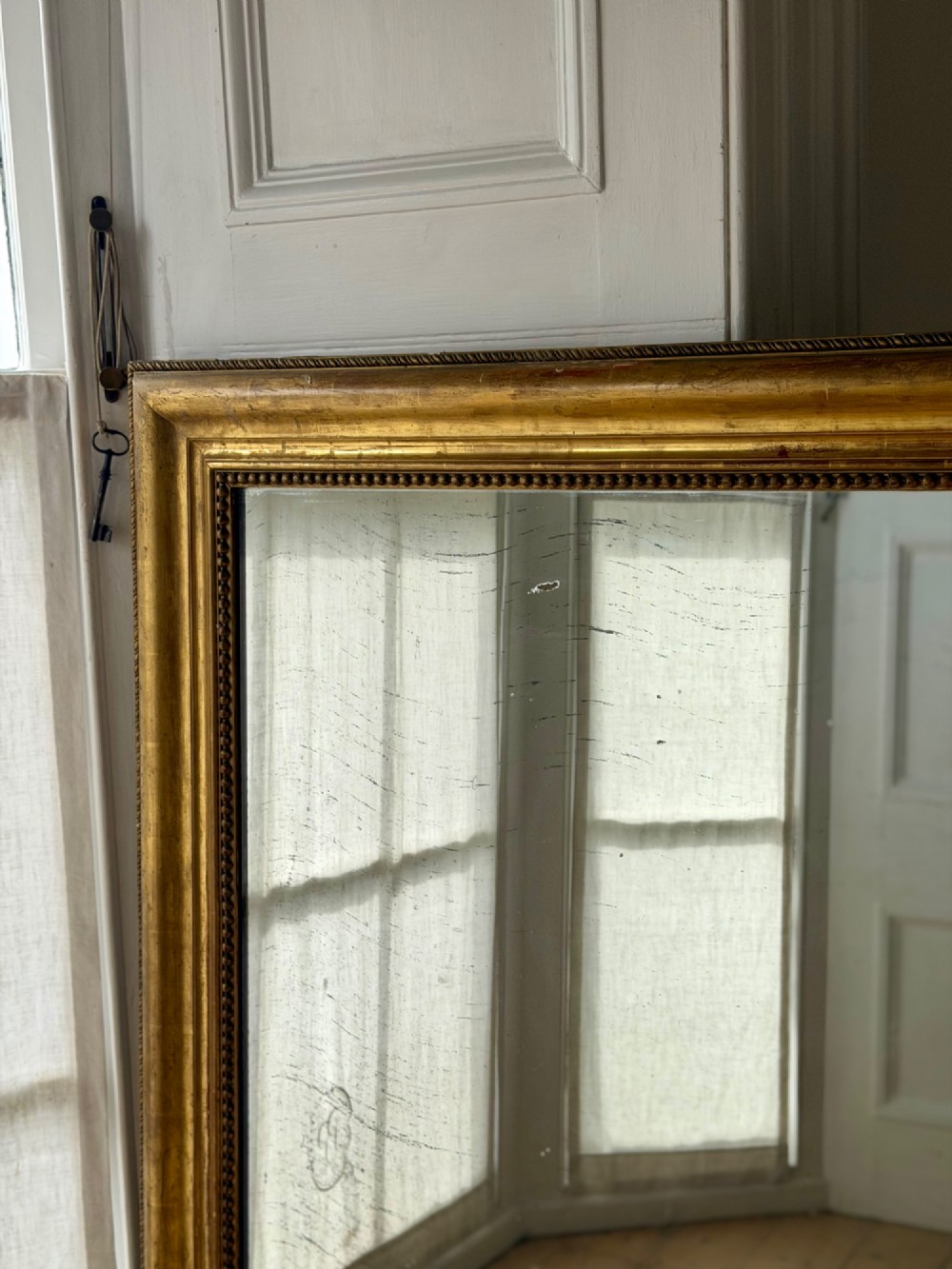Antique French gilt bistro mirror - mercury glass View IV