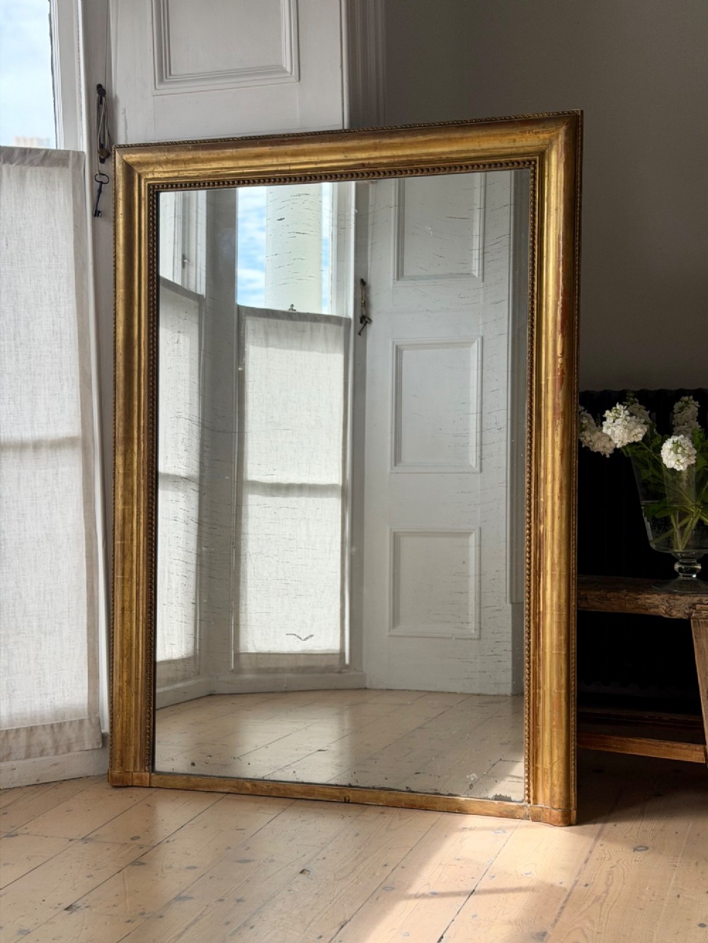 Antique French gilt bistro mirror - mercury glass View VI
