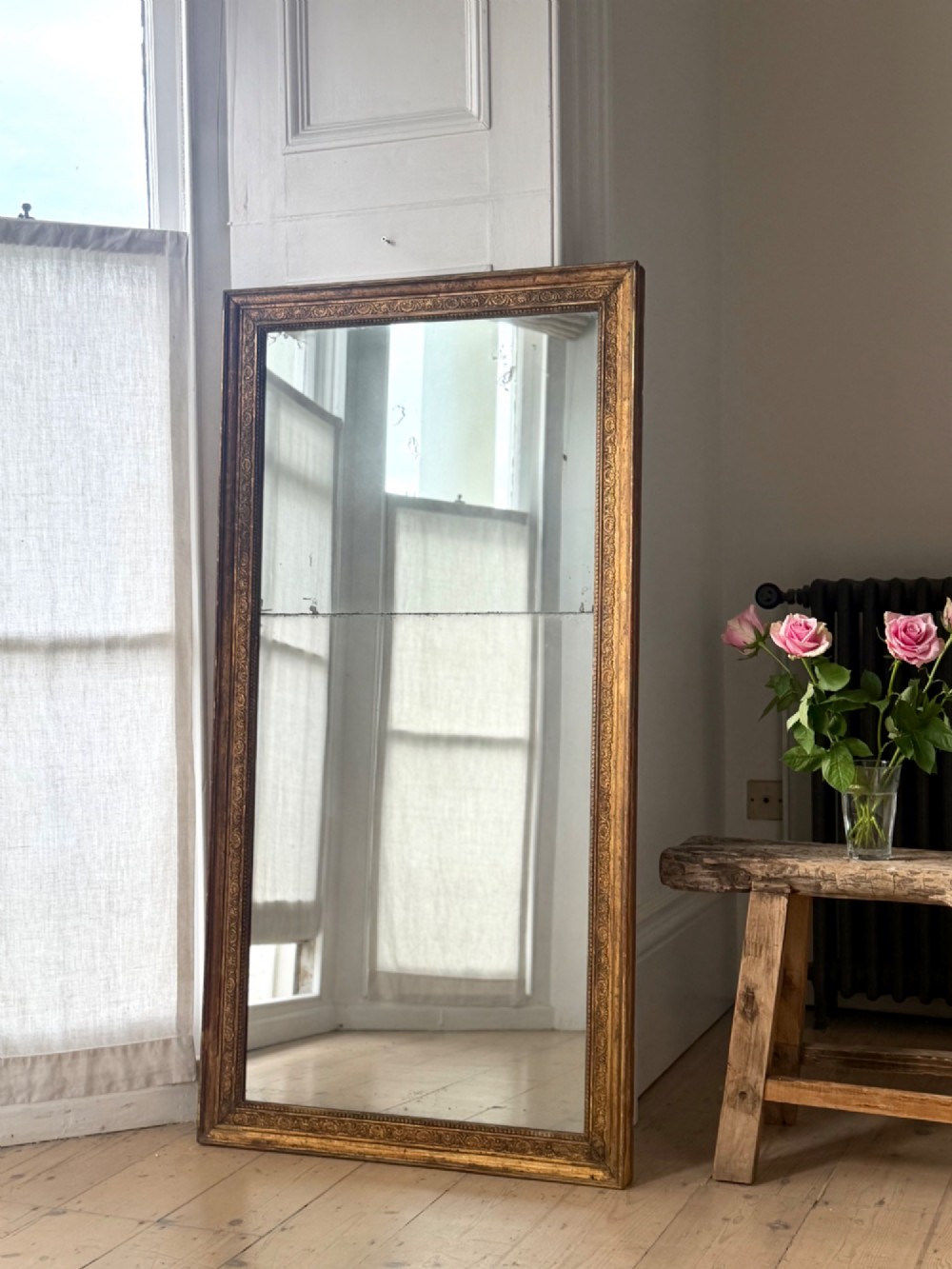 18th century French gilt mirror - split mercury glass
