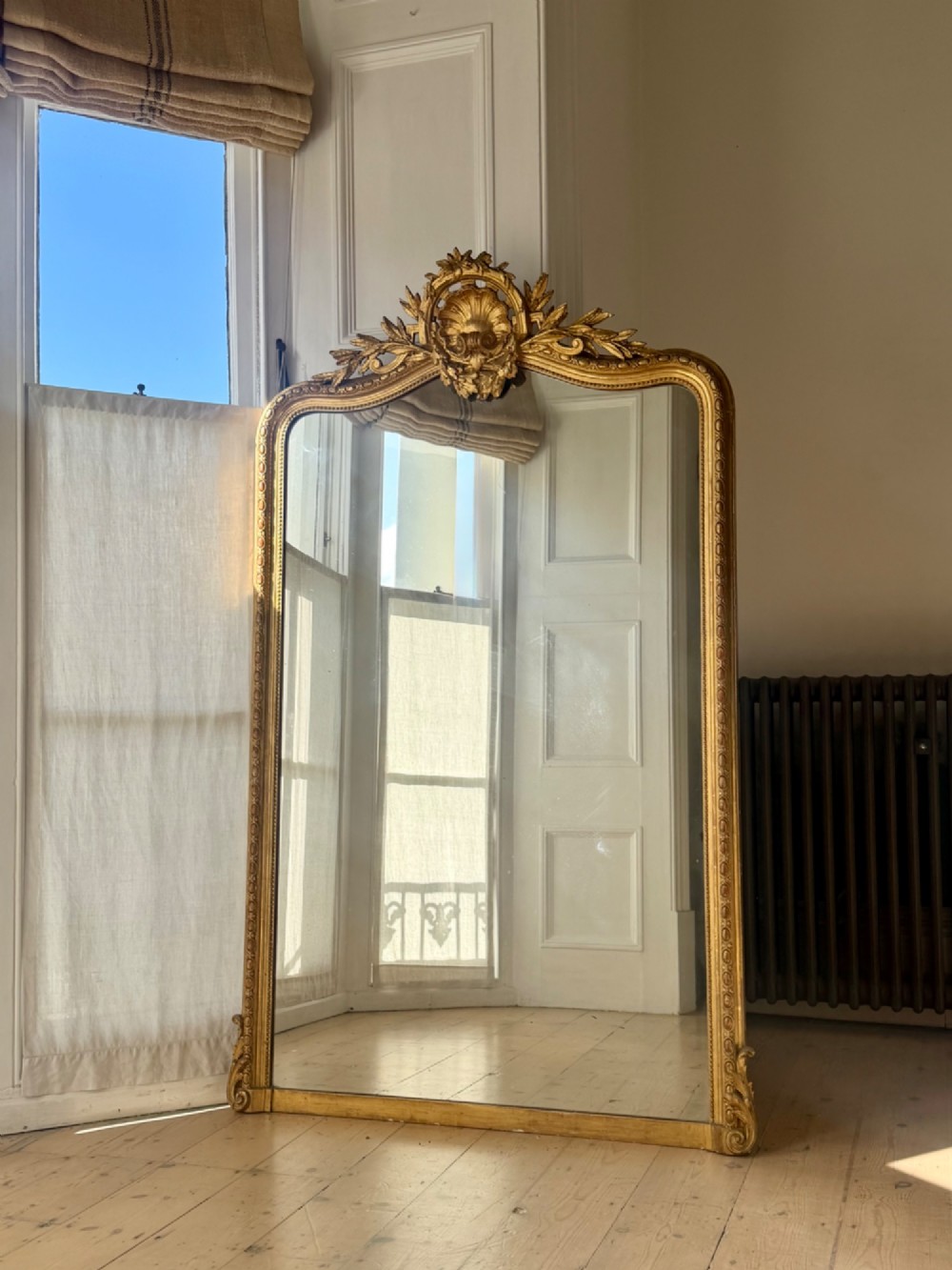 Large antique French gilt Louis XV mirror c1880
