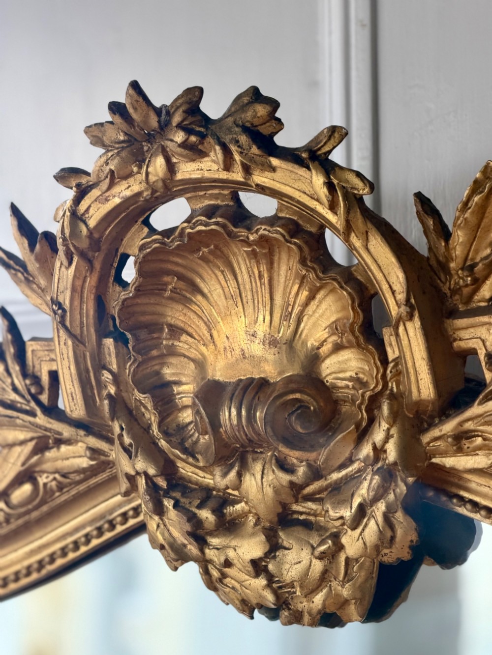 Large antique French gilt Louis XV mirror c1880 View II