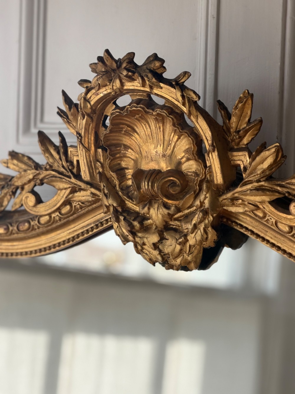 Large antique French gilt Louis XV mirror c1880 View III