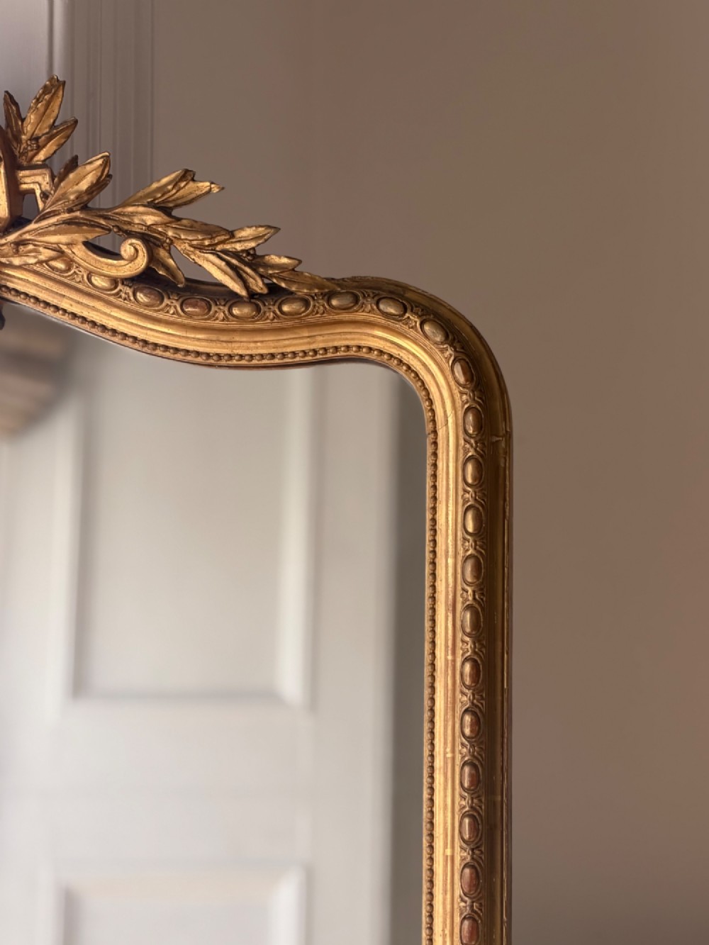 Large antique French gilt Louis XV mirror c1880 View V