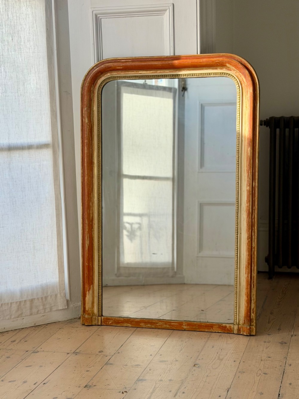 Antique French worn gilt Louis Philippe mirror c1800 - mercury glass