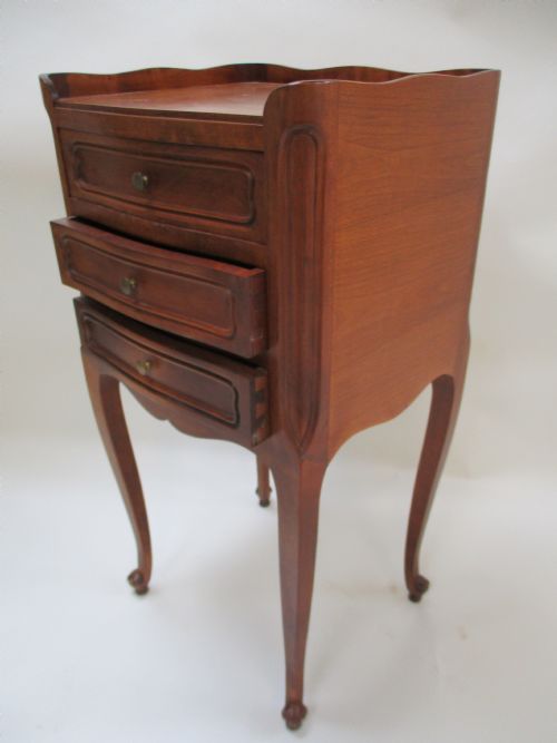 PAIR OF FRENCH ELEGANT FRUITWOOD BEDSIDE TABLES - ADDITIONAL PHOTO 2