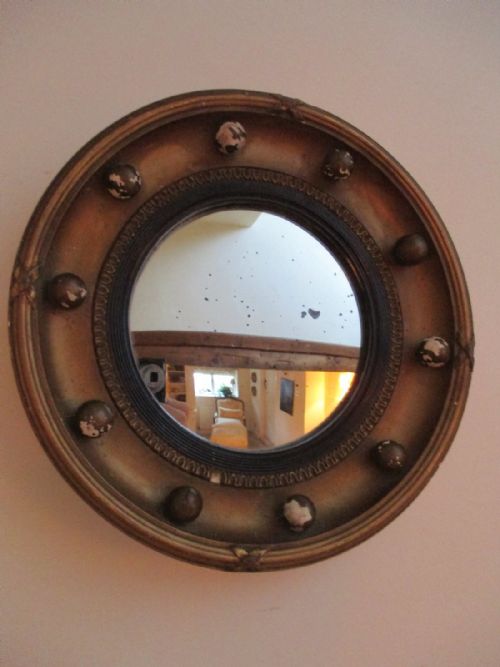 RARE SMALL GILTEBONY CONVEX MIRROR