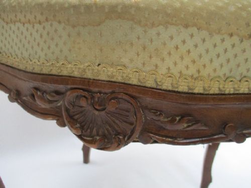 ELEGANT FRENCH DECORATIVE HAND CARVED WALNUT STOOL - ADDITIONAL PHOTO 2