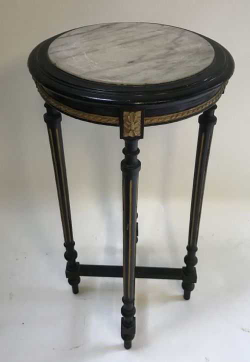 FRENCH EBONY GILT ROUND TABLE - ADDITIONAL PHOTO 1