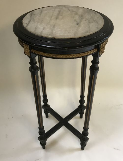 FRENCH EBONY GILT ROUND TABLE - ADDITIONAL PHOTO 2