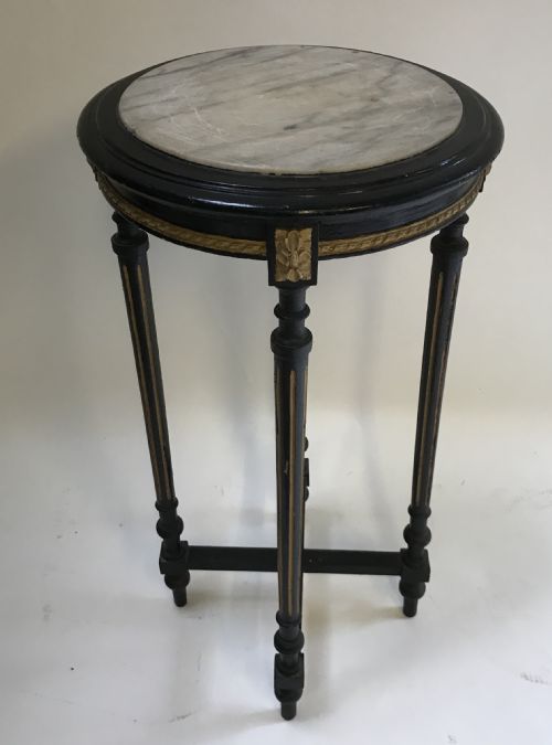 FRENCH EBONY GILT ROUND TABLE - ADDITIONAL PHOTO 3