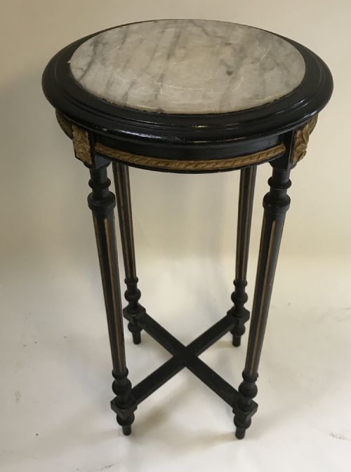 FRENCH EBONY GILT ROUND TABLE - ADDITIONAL PHOTO 5