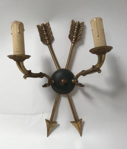 PAIR OF FRENCH BRASS WALL LIGHTS - ADDITIONAL PHOTO 1
