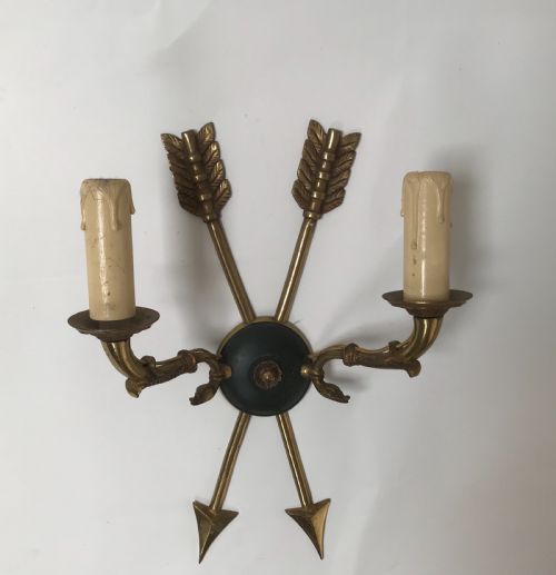 PAIR OF FRENCH BRASS WALL LIGHTS - ADDITIONAL PHOTO 6