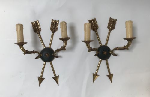 PAIR OF FRENCH BRASS WALL LIGHTS - ADDITIONAL PHOTO 7