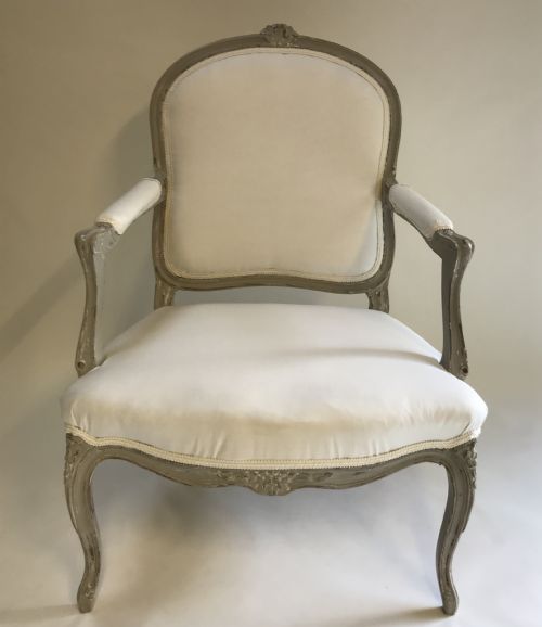 FRENCH WALNUT PAINTED ARM CHAIR - ADDITIONAL PHOTO 1
