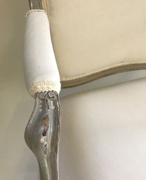 FRENCH WALNUT PAINTED ARM CHAIR - ADDITIONAL PHOTO 4
