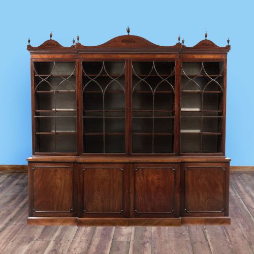 GEORGE III PERIOD MAHOGANY BREAKFRONT BOOKCASE - ADDITIONAL PHOTO 1