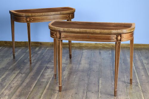 PAIR OF LATE 18TH CENTURY ROSEWOOD SATINWOOD INLAID CARD TABLES