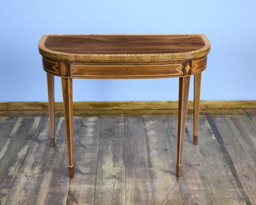 PAIR OF LATE 18TH CENTURY ROSEWOOD SATINWOOD INLAID CARD TABLES - ADDITIONAL PHOTO 4