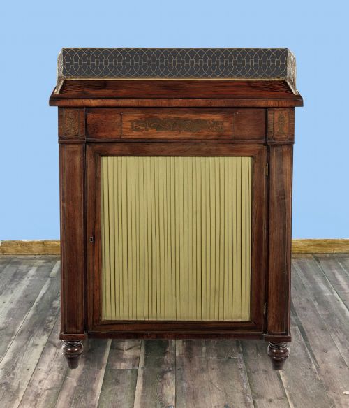 REGENCY PERIOD ROSEWOOD BRASS INLAID SIDE CABINET - ADDITIONAL PHOTO 1