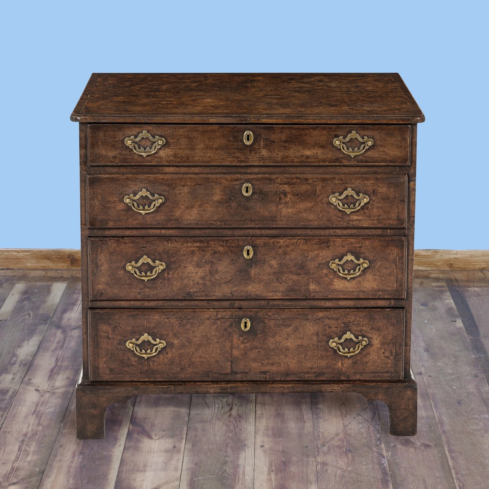 George II Period Burr Elm and Feather Banded Chest