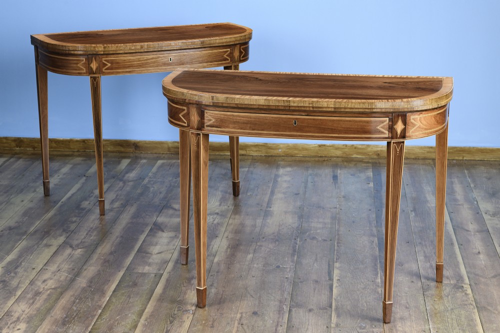 Pair of Late 18th Century Rosewood & Satinwood Inlaid Card Tables