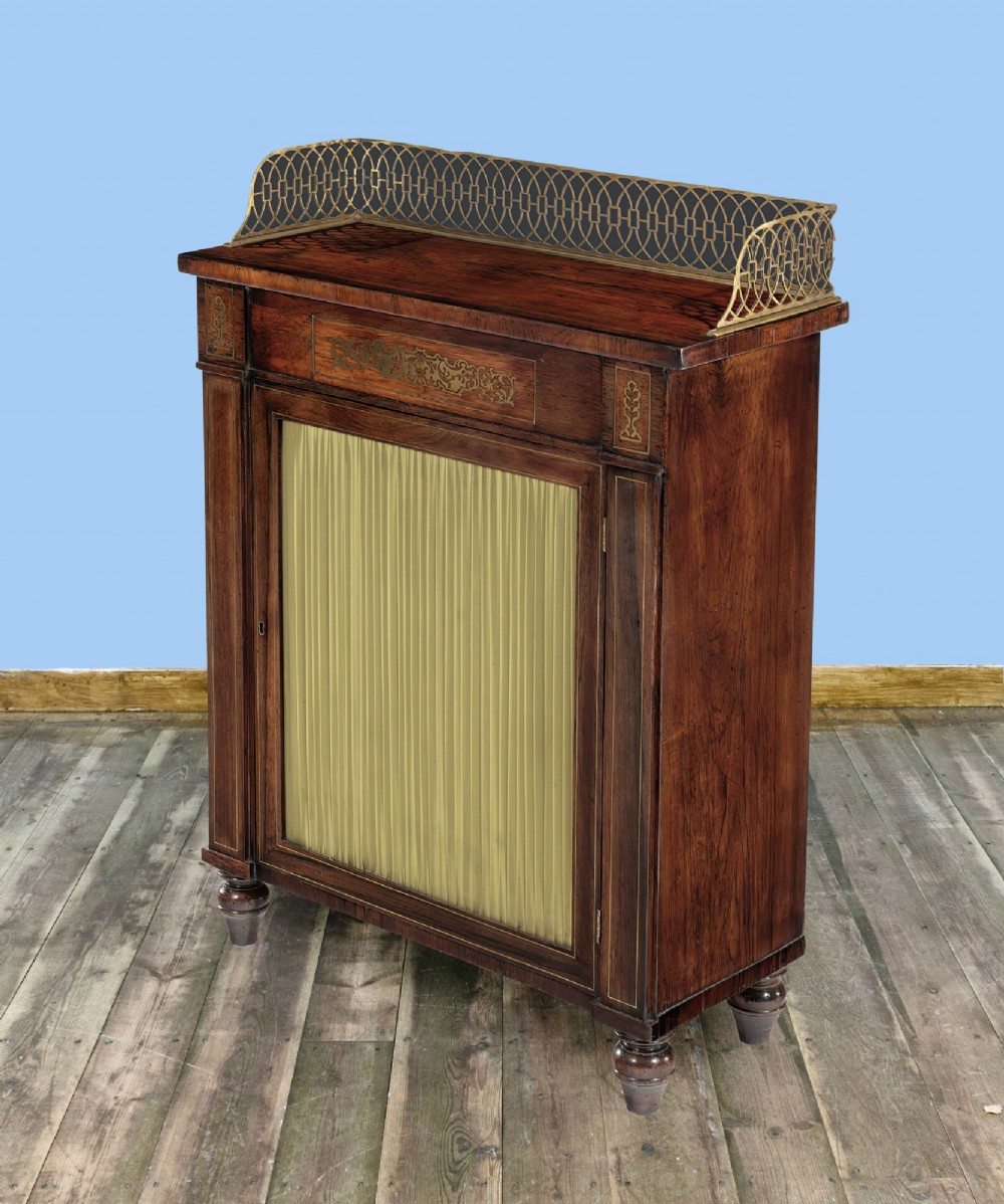 Regency Period Rosewood Brass Inlaid Side Cabinet