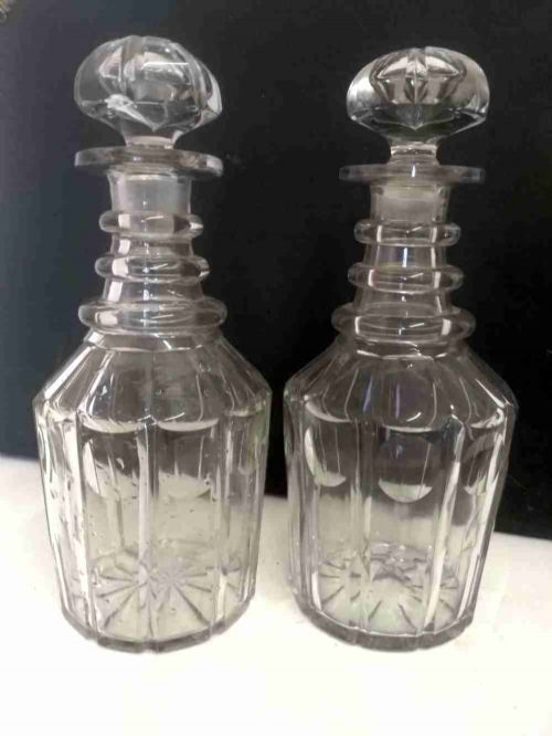 Quality Pair of Georgian/Victorian Crystal Cut Decanters . Circa 1780/1810