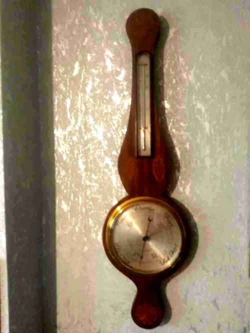 Victorian Wheel inlaid Mahogany Barometer by A.Franks Ltd Manchester .