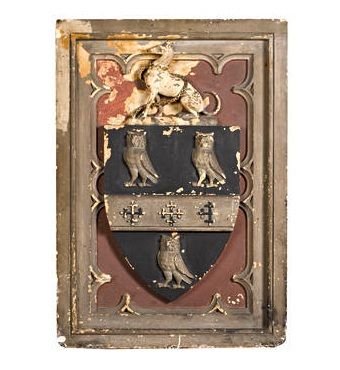 Mid C19th Painted Plaster Armorial Panel.