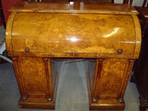 Geo IV Burr Ash Cylinder Top Pedestal Desk