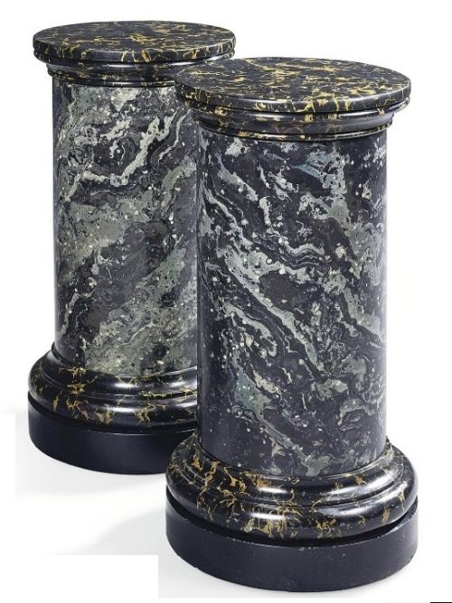 Early C19th Pair Scagliola Pedestal Columns