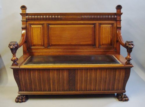 Late C19th Walnut Hall Seat