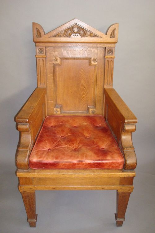 MID C19TH IMPOSING OAK THRONE CHAIR - ADDITIONAL PHOTO 5