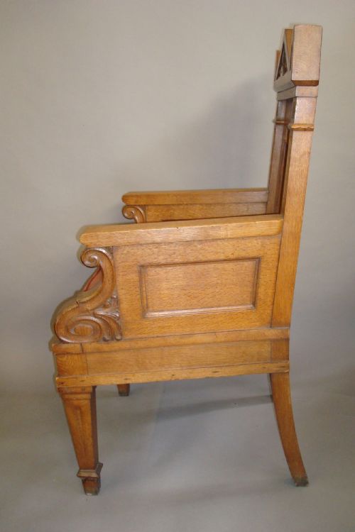 MID C19TH IMPOSING OAK THRONE CHAIR - ADDITIONAL PHOTO 6